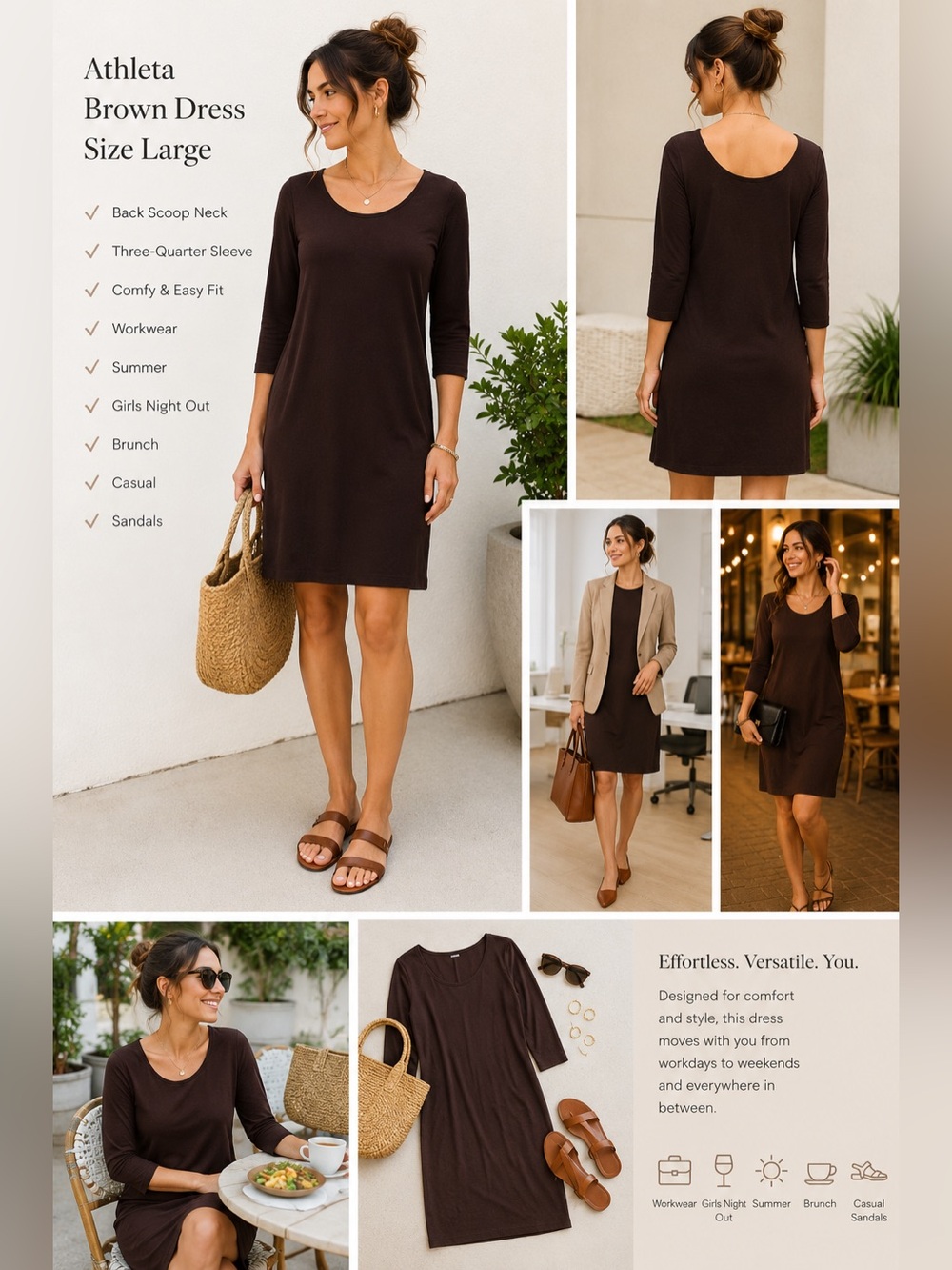 Athleta dress in brown size large.